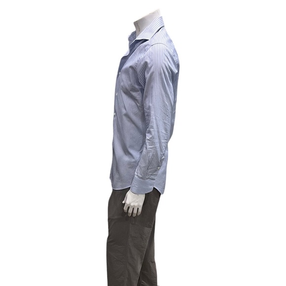 Canali Mens Blue Striped Dress Shirt - Picture 3 of 5